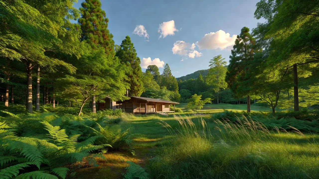 夏の森の谷